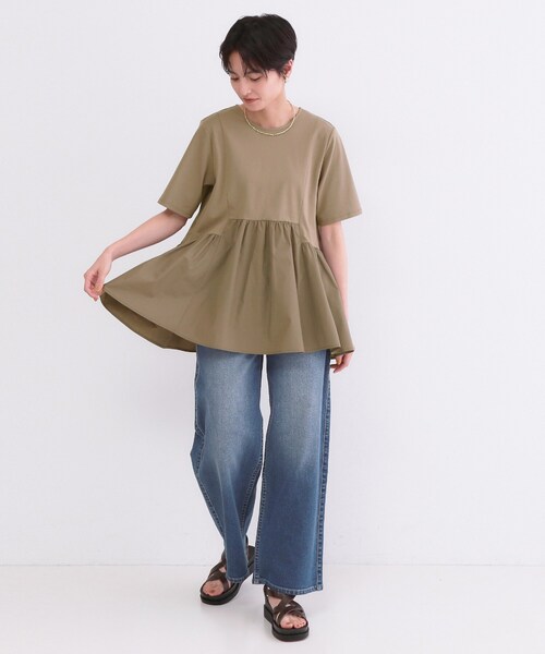 OPAQUE.CLIP（オペークドットクリップ）の「ペプラムドッキングカットソー【洗濯機OK】（Tシャツ/カットソー・レディース・チャコールグレー/ブラウン系/ブラック/ホワイト・40/38/36/42）」の7枚目の写真