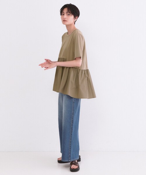 OPAQUE.CLIP（オペークドットクリップ）の「ペプラムドッキングカットソー【洗濯機OK】（Tシャツ/カットソー・レディース・チャコールグレー/ブラウン系/ブラック/ホワイト・40/38/36/42）」の8枚目の写真