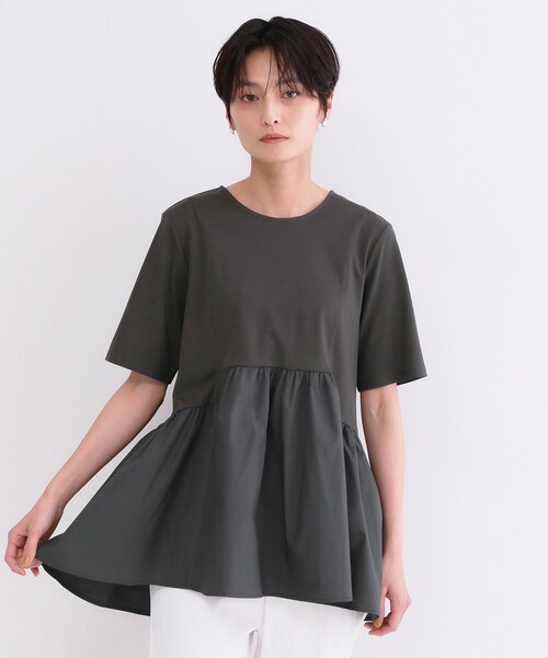 OPAQUE.CLIP（オペークドットクリップ）の「ペプラムドッキングカットソー【洗濯機OK】（Tシャツ/カットソー・レディース・チャコールグレー/ブラウン系/ブラック/ホワイト・40/38/36/42）」の10枚目の写真