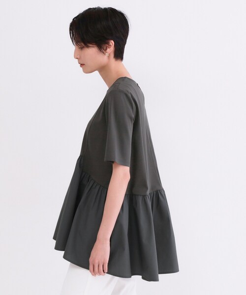 OPAQUE.CLIP（オペークドットクリップ）の「ペプラムドッキングカットソー【洗濯機OK】（Tシャツ/カットソー・レディース・チャコールグレー/ブラウン系/ブラック/ホワイト・40/38/36/42）」の11枚目の写真