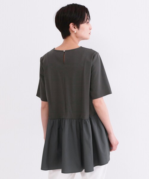 OPAQUE.CLIP（オペークドットクリップ）の「ペプラムドッキングカットソー【洗濯機OK】（Tシャツ/カットソー・レディース・チャコールグレー/ブラウン系/ブラック/ホワイト・40/38/36/42）」の12枚目の写真