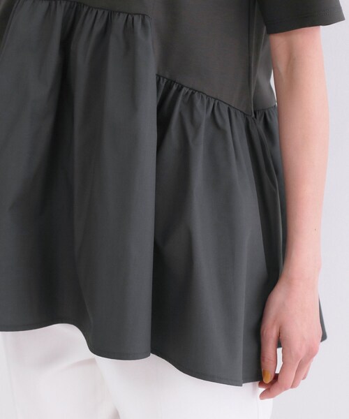OPAQUE.CLIP（オペークドットクリップ）の「ペプラムドッキングカットソー【洗濯機OK】（Tシャツ/カットソー・レディース・チャコールグレー/ブラウン系/ブラック/ホワイト・40/38/36/42）」の16枚目の写真