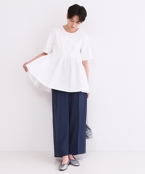 OPAQUE.CLIP(オペークドットクリップ)の「ペプラムドッキングカットソー【洗濯機OK】(Tシャツ/カットソー・レディース・チャコールグレー/ブラウン系/ブラック/ホワイト・40/38/36/42)」の13枚目の写真