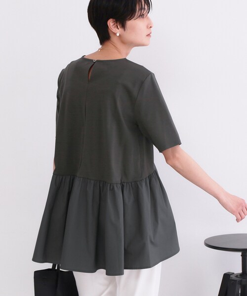 OPAQUE.CLIP(オペークドットクリップ)の「ペプラムドッキングカットソー【洗濯機OK】(Tシャツ/カットソー・レディース・チャコールグレー/ブラウン系/ブラック/ホワイト・40/38/36/42)」の10枚目の写真
