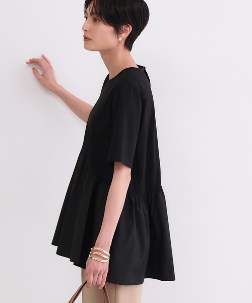 OPAQUE.CLIP(オペークドットクリップ)の「ペプラムドッキングカットソー【洗濯機OK】(Tシャツ/カットソー・レディース・チャコールグレー/ブラウン系/ブラック/ホワイト・40/38/36/42)」の5枚目の写真