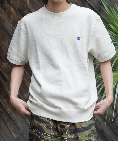 Champion(チャンピオン)の「【CHAMPION/チャンピオン】【乾きやすくてヨレない】半袖スウェット USAコットン×リサイクルポリエステル サステナブル 洗濯に強い(Tシャツ/カットソー・メンズ・ネイビー/杢グレー/ブラック/オフホワイト・X-LARGE/LARGE/MEDIUM)」の3枚目の写真