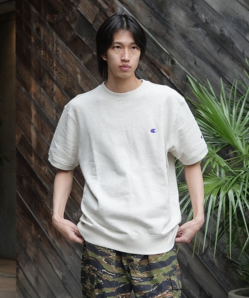 Champion(チャンピオン)の「【CHAMPION/チャンピオン】【乾きやすくてヨレない】半袖スウェット USAコットン×リサイクルポリエステル サステナブル 洗濯に強い(Tシャツ/カットソー・メンズ・ネイビー/杢グレー/ブラック/オフホワイト・X-LARGE/LARGE/MEDIUM)」の7枚目の写真