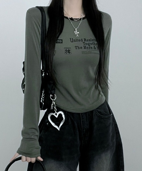Emilie(エミリー)の「フロントプリント コンパクトロンT(Tシャツ/カットソー・レディース・ピンク/アイボリー/ブラック/カーキ・FREE)」の21枚目の写真