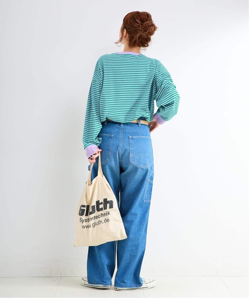 B.C STOCK（ベーセーストック）の「《追加7》【WEB限定】ウォッシャブル / ボーダーロンTEE（Tシャツ/カットソー・レディース・イエロー/ピンク/パープル系その他/グリーン・FREE）」の16枚目の写真