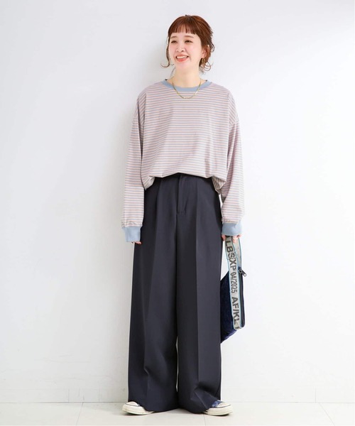 B.C STOCK（ベーセーストック）の「《追加7》【WEB限定】ウォッシャブル / ボーダーロンTEE（Tシャツ/カットソー・レディース・イエロー/ピンク/パープル系その他/グリーン・FREE）」の21枚目の写真