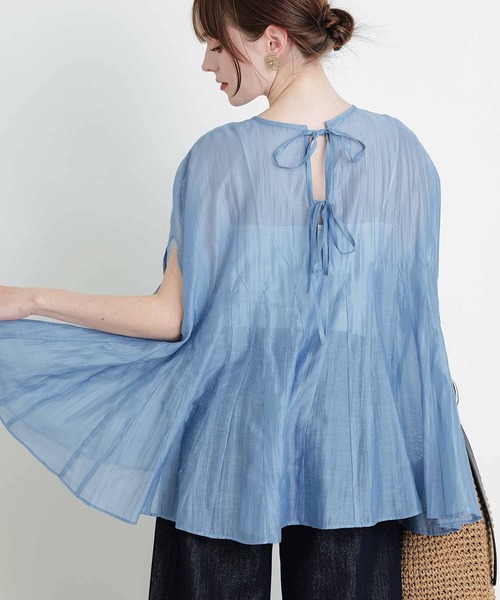 PICCIN(ピッチン)の「後ろリボンクラゲブラウス(シャツ/ブラウス・レディース・サックスブルー/ブラック/ピンク・M)」の2枚目の写真