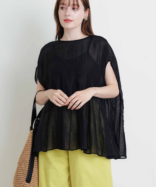 PICCIN(ピッチン)の「後ろリボンクラゲブラウス(シャツ/ブラウス・レディース・サックスブルー/ブラック/ピンク・M)」の1枚目の写真