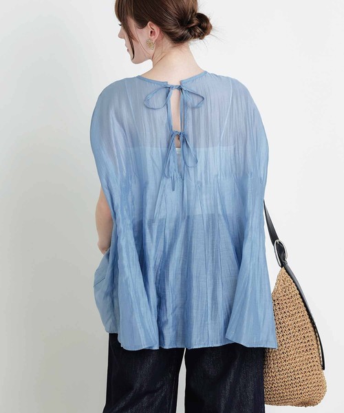 PICCIN(ピッチン)の「後ろリボンクラゲブラウス(シャツ/ブラウス・レディース・サックスブルー/ブラック/ピンク・M)」の9枚目の写真