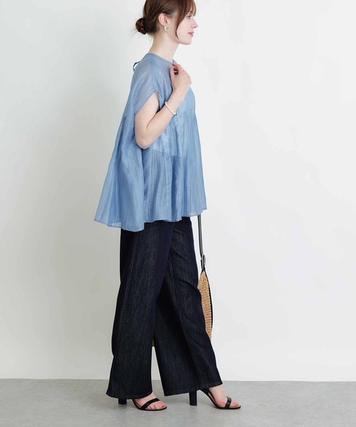 PICCIN(ピッチン)の「後ろリボンクラゲブラウス(シャツ/ブラウス・レディース・サックスブルー/ブラック/ピンク・M)」の7枚目の写真