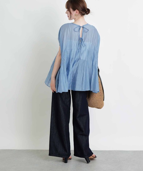 PICCIN(ピッチン)の「後ろリボンクラゲブラウス(シャツ/ブラウス・レディース・サックスブルー/ブラック/ピンク・M)」の6枚目の写真