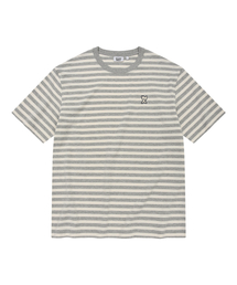 ベーシックストライプ半袖Tシャツグレー