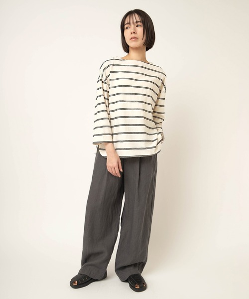 RNA-N(アールエヌエーエヌ)の「M2645 タックボーダー8分袖T(Tシャツ/カットソー・レディース・キナリ/グリーン/グレー・FREE)」の12枚目の写真