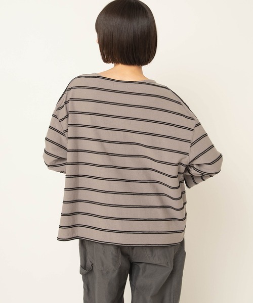 RNA-N(アールエヌエーエヌ)の「M2645 タックボーダー8分袖T(Tシャツ/カットソー・レディース・キナリ/グリーン/グレー・FREE)」の8枚目の写真