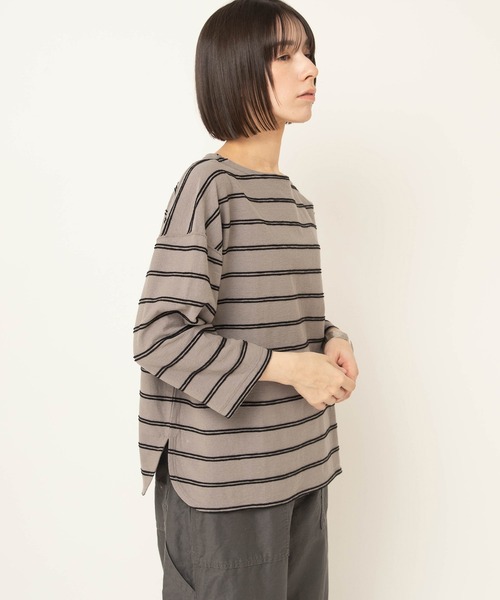 RNA-N(アールエヌエーエヌ)の「M2645 タックボーダー8分袖T(Tシャツ/カットソー・レディース・キナリ/グリーン/グレー・FREE)」の7枚目の写真