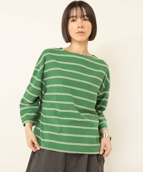 RNA-N(アールエヌエーエヌ)の「M2645 タックボーダー8分袖T(Tシャツ/カットソー・レディース・キナリ/グリーン/グレー・FREE)」の18枚目の写真