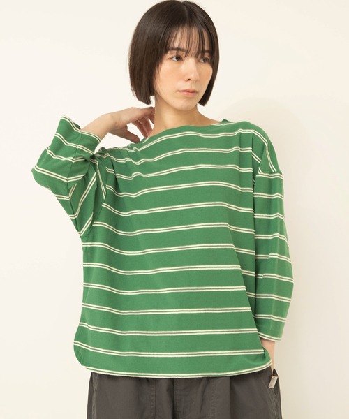 RNA-N(アールエヌエーエヌ)の「M2645 タックボーダー8分袖T(Tシャツ/カットソー・レディース・キナリ/グリーン/グレー・FREE)」の19枚目の写真