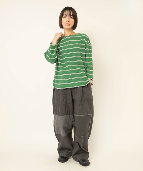 RNA-N(アールエヌエーエヌ)の「M2645 タックボーダー8分袖T(Tシャツ/カットソー・レディース・キナリ/グリーン/グレー・FREE)」の21枚目の写真