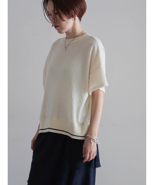 FIL DE FER(フィルデフェール)の「ウェーブJQ 裾リブP/O(Tシャツ/カットソー・レディース・ブラック/ホワイト・FREE)」の4枚目の写真