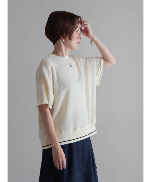 FIL DE FER(フィルデフェール)の「ウェーブJQ 裾リブP/O(Tシャツ/カットソー・レディース・ブラック/ホワイト・FREE)」の5枚目の写真