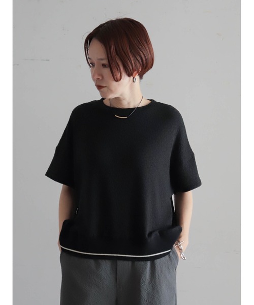 FIL DE FER(フィルデフェール)の「ウェーブJQ 裾リブP/O(Tシャツ/カットソー・レディース・ブラック/ホワイト・FREE)」の11枚目の写真