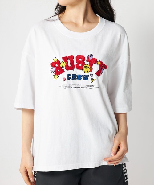 RUSTY(ラスティ)の「ラスティ RUSTY ハンソデTシャツ ラスティ(Tシャツ/カットソー・レディース・ブラック/ホワイト・M/L)」の1枚目の写真