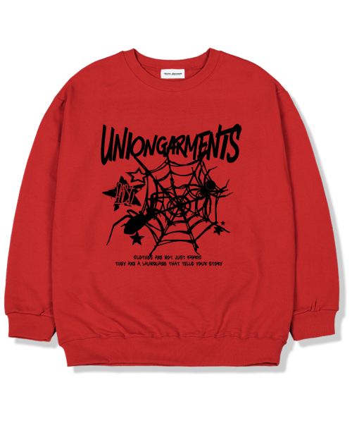 Union Garments(ユニオンガーメンツ)の「スパイダー 裏起毛 オーバーサイズ スウェットシャツ レッド(スウェット・レディース・その他・L/XL/XXL)」の1枚目の写真