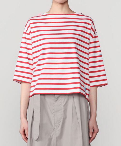 ORCIVAL（オーシバル）の「ORCIVAL | コットンレジェ ボートネック ボーダーTシャツ WOMEN（Tシャツ/カットソー・レディース・ブルー系その他/グレー系その他2/ホワイト/レッド系その他・1）」の11枚目の写真