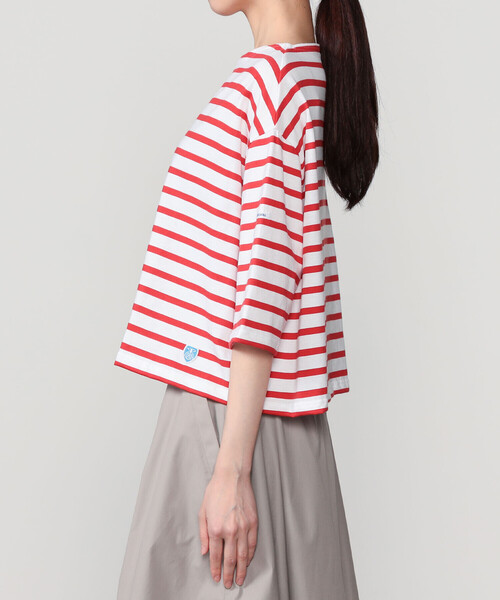 ORCIVAL（オーシバル）の「ORCIVAL | コットンレジェ ボートネック ボーダーTシャツ WOMEN（Tシャツ/カットソー・レディース・ブルー系その他/グレー系その他2/ホワイト/レッド系その他・1）」の12枚目の写真