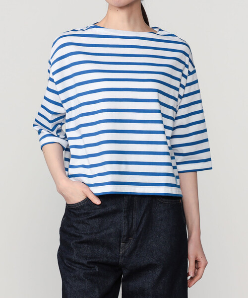 ORCIVAL（オーシバル）の「ORCIVAL | コットンレジェ ボートネック ボーダーTシャツ WOMEN（Tシャツ/カットソー・レディース・ブルー系その他/グレー系その他2/ホワイト/レッド系その他・1）」の4枚目の写真