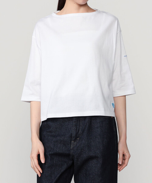 ORCIVAL（オーシバル）の「ORCIVAL | コットンレジェ ボートネック ボーダーTシャツ WOMEN（Tシャツ/カットソー・レディース・ブルー系その他/グレー系その他2/ホワイト/レッド系その他・1）」の2枚目の写真