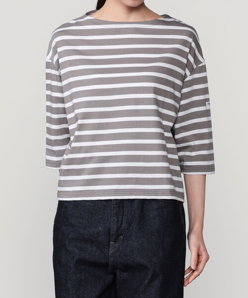 ORCIVAL（オーシバル）の「ORCIVAL | コットンレジェ ボートネック ボーダーTシャツ WOMEN（Tシャツ/カットソー・レディース・ブルー系その他/グレー系その他2/ホワイト/レッド系その他・1）」の3枚目の写真