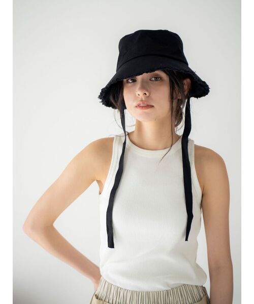 Ungrid(アングリッド)の「リボンデザインバケットハット(ハット・レディース・ブラック/オフホワイト・FREE)」の7枚目の写真