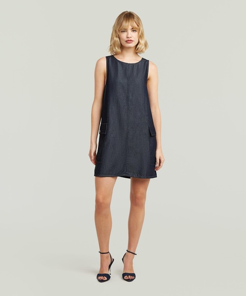 G-STAR(ジースター)の「Shift Cargo Dress/サイドカーゴポケットワンピース(ワンピース・レディース・ダークインディゴブルー・MEDIUM/SMALL/X-SMALL)」の2枚目の写真