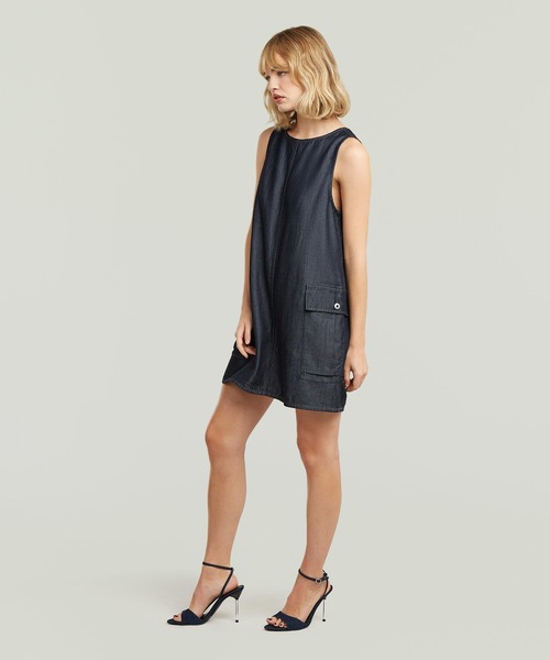 G-STAR(ジースター)の「Shift Cargo Dress/サイドカーゴポケットワンピース(ワンピース・レディース・ダークインディゴブルー・MEDIUM/SMALL/X-SMALL)」の4枚目の写真
