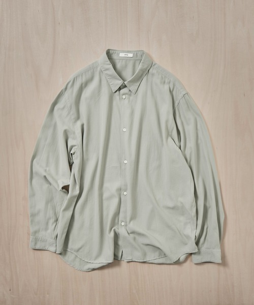 ATON（エイトン）の「【ATON】COTTON SILK VIERA LOOSE FIT SHIRT（シャツ/ブラウス・メンズ・グリーン/ネイビー・4/6/2）」の14枚目の写真