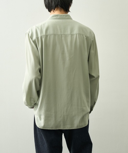 ATON（エイトン）の「【ATON】COTTON SILK VIERA LOOSE FIT SHIRT（シャツ/ブラウス・メンズ・グリーン/ネイビー・4/6/2）」の5枚目の写真