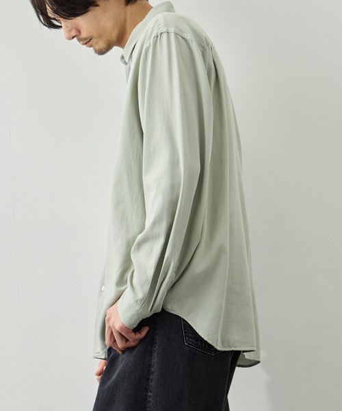 ATON(エイトン)の「【ATON/エイトン】COTTON SILK VIERA LOOSE FIT SHIRT(シャツ/ブラウス・メンズ・グリーン/ネイビー・4/6/2)」の14枚目の写真