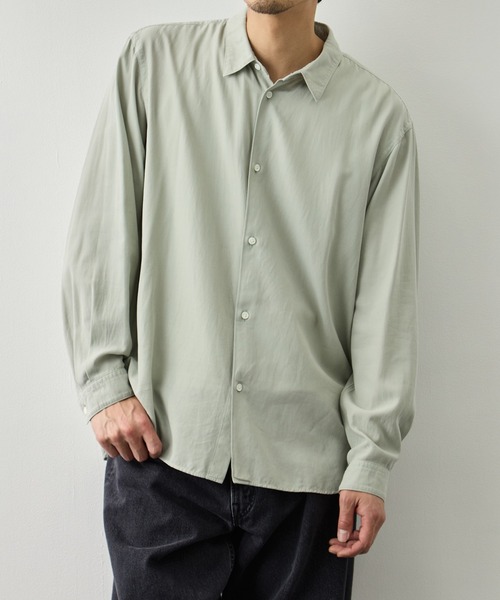 ATON(エイトン)の「【ATON/エイトン】COTTON SILK VIERA LOOSE FIT SHIRT(シャツ/ブラウス・メンズ・グリーン/ネイビー・4/6/2)」の13枚目の写真