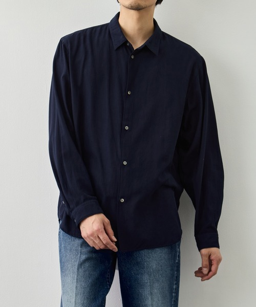 ATON(エイトン)の「【ATON/エイトン】COTTON SILK VIERA LOOSE FIT SHIRT(シャツ/ブラウス・メンズ・グリーン/ネイビー・4/6/2)」の17枚目の写真