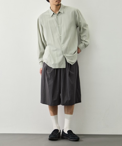 ATON(エイトン)の「【ATON/エイトン】COTTON SILK VIERA LOOSE FIT SHIRT(シャツ/ブラウス・メンズ・グリーン/ネイビー・4/6/2)」の22枚目の写真