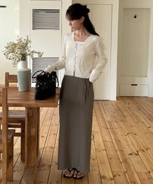 フォーマルスリットHラインマキシスカートグレーべージュCOWSK002GBEIGE