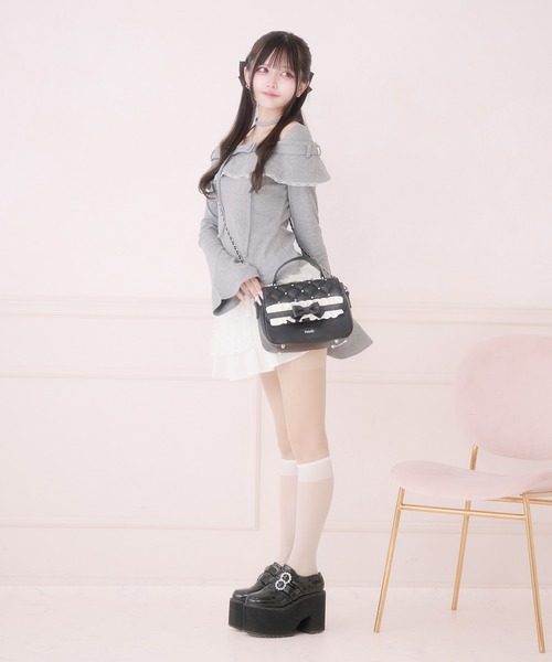 Pal elfy(パルエルフィー)の「リボンフリルミニショルダーバッグ(ショルダーバッグ・レディース・ピンク/ブラック・フリー)」の7枚目の写真
