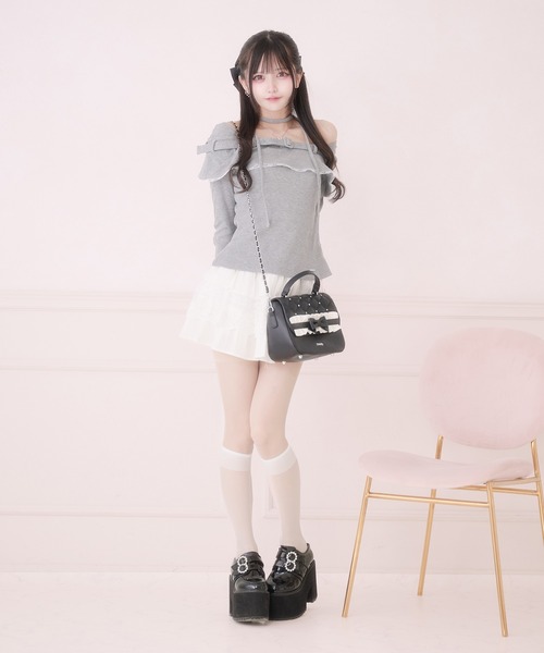 Pal elfy(パルエルフィー)の「リボンフリルミニショルダーバッグ(ショルダーバッグ・レディース・ピンク/ブラック・フリー)」の8枚目の写真