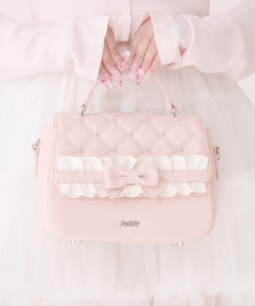 Pal elfy(パルエルフィー)の「リボンフリルミニショルダーバッグ(ショルダーバッグ・レディース・ピンク/ブラック・フリー)」の9枚目の写真