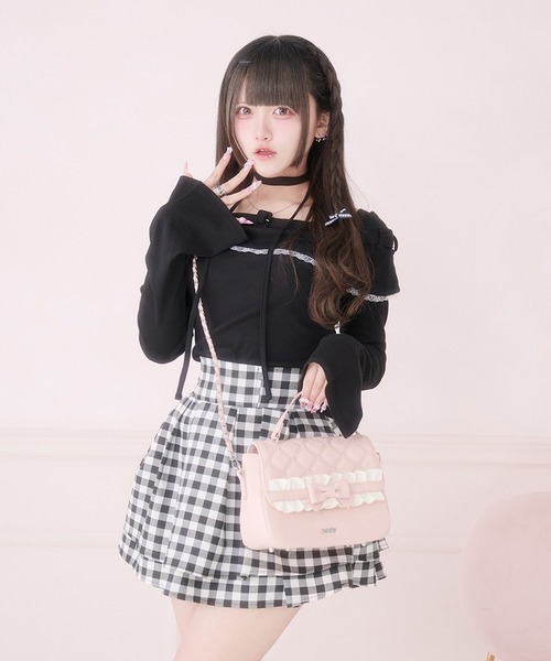 Pal elfy(パルエルフィー)の「リボンフリルミニショルダーバッグ(ショルダーバッグ・レディース・ピンク/ブラック・フリー)」の11枚目の写真